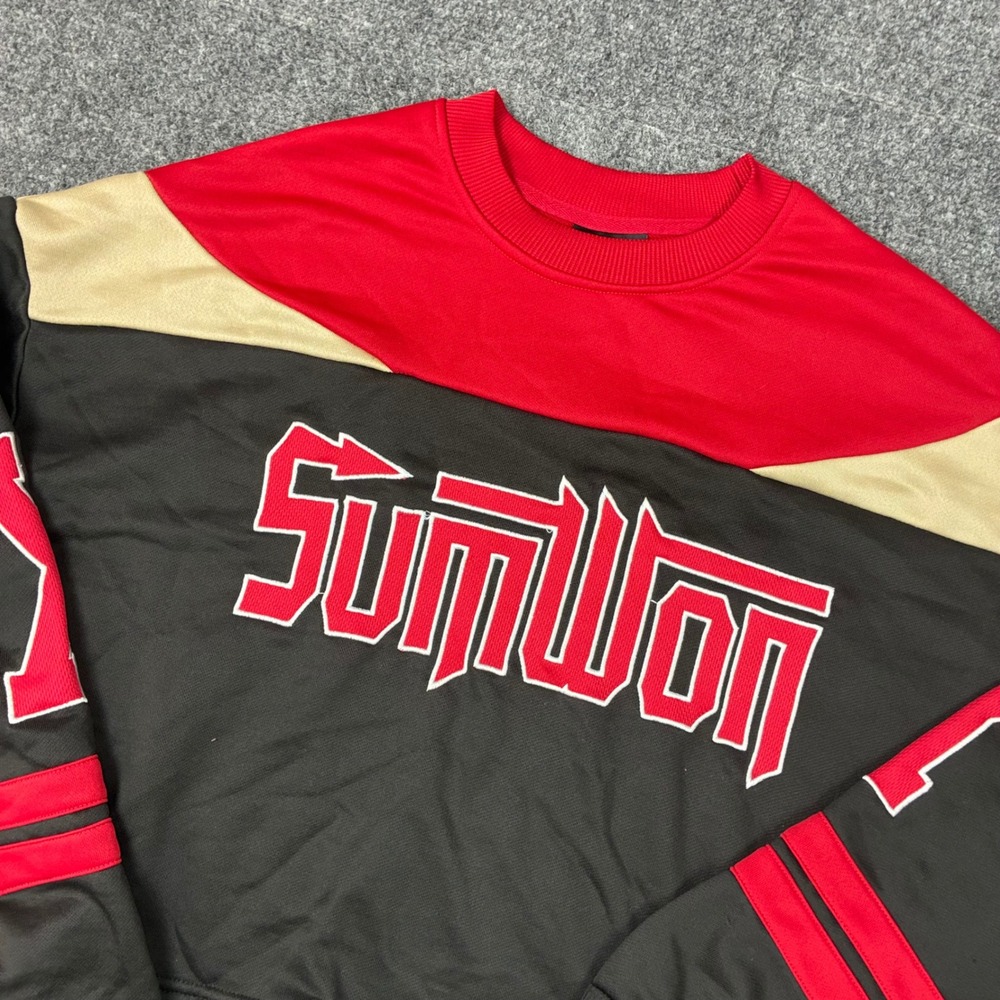Sumwon Cropped Jersey Sweatshirt Colorblock Graphic Streetwear Womens Size Small